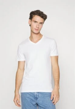 Pier One V Neck Bird Tonal 3 PackT-Shirt BasicLight Brown/White/Dark Blue Uomo T-shirt E Polo PI922O0XL-O11 -Noble rain 1f5463f9c0604b97998b18e77595bc5f