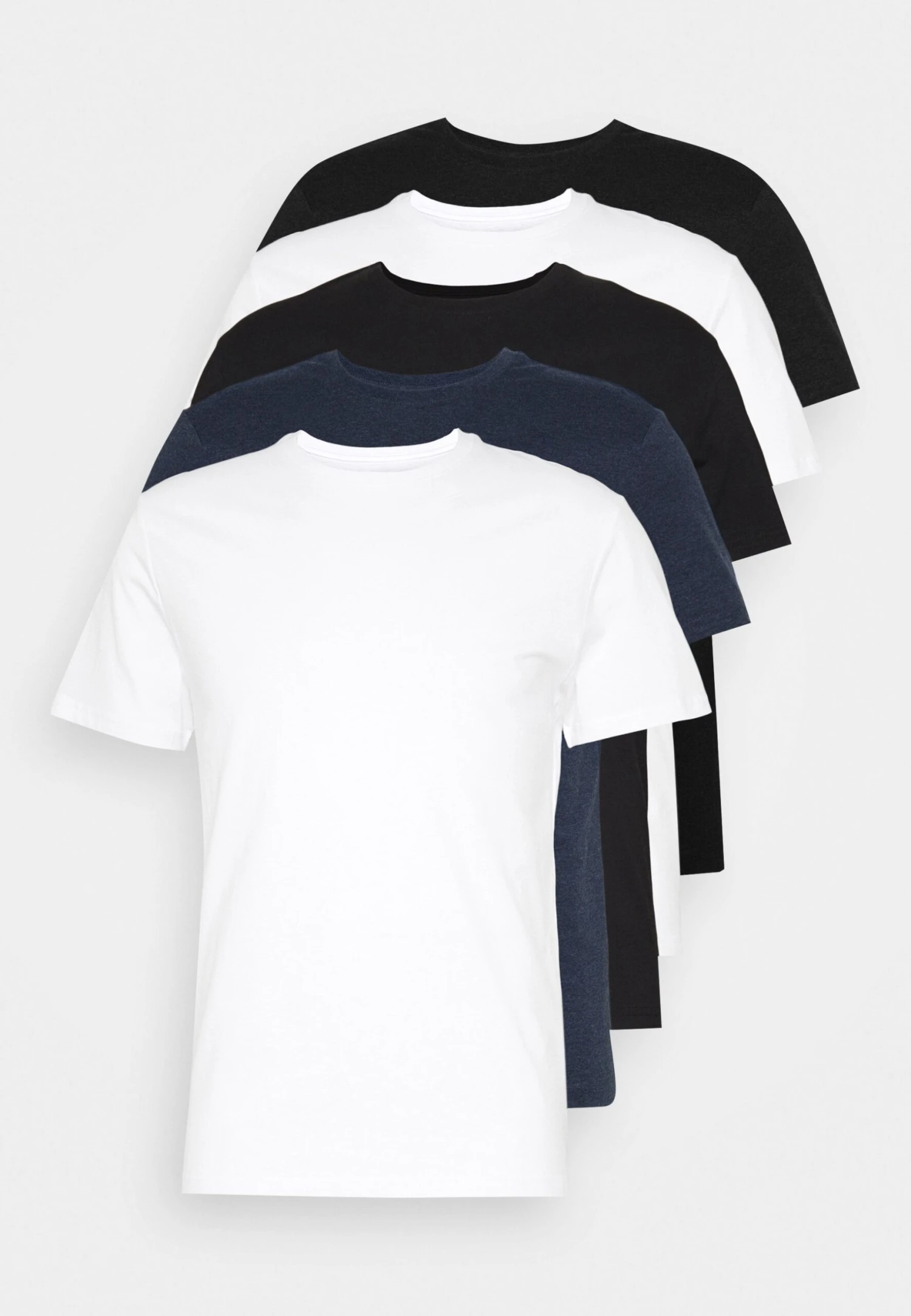 Pier One 5 Pack - T-Shirt Basic - Black/White/Blue 4 Pier One 5 Pack - T-Shirt Basic - Black/White/Blue - immagine 4
